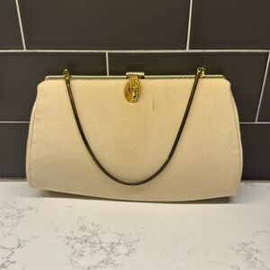 Vintage Light Green with Gold Clutch Purse Evening Bag in Excellent Cond…